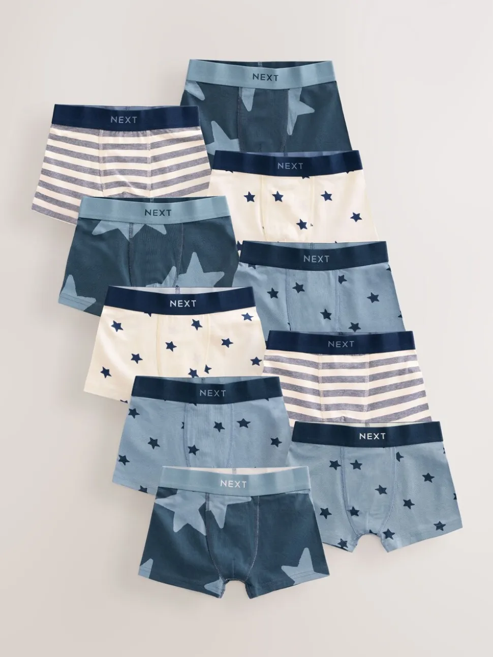Blauw met sterren en strepen - Verpakking van 10 trunks (1,5-16jr)