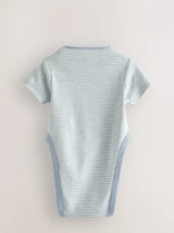 Blauw met sterrenprint - Baby heupdysplasie-rompertjes met korte mouwen 3 stuks