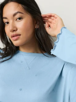 Blauw met sterrenprint - Zachte pyjama met lange mouwen en hartjesprint