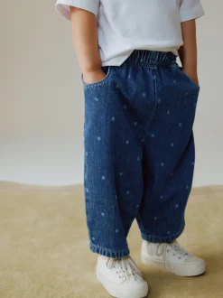 Blauw met stippen - Pullon Barrel Jeans (3mths-7yrs)