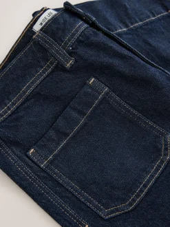 Blauw met wassing - Cropped jeans met opgestikte zakken