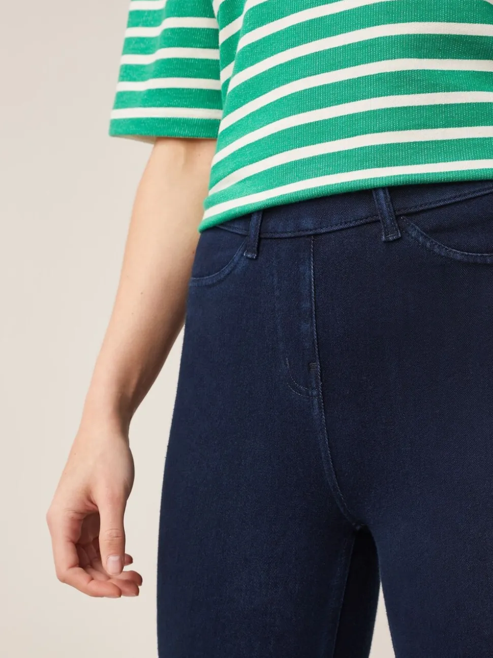Blauw met wassing - Cropped denim jersey legging