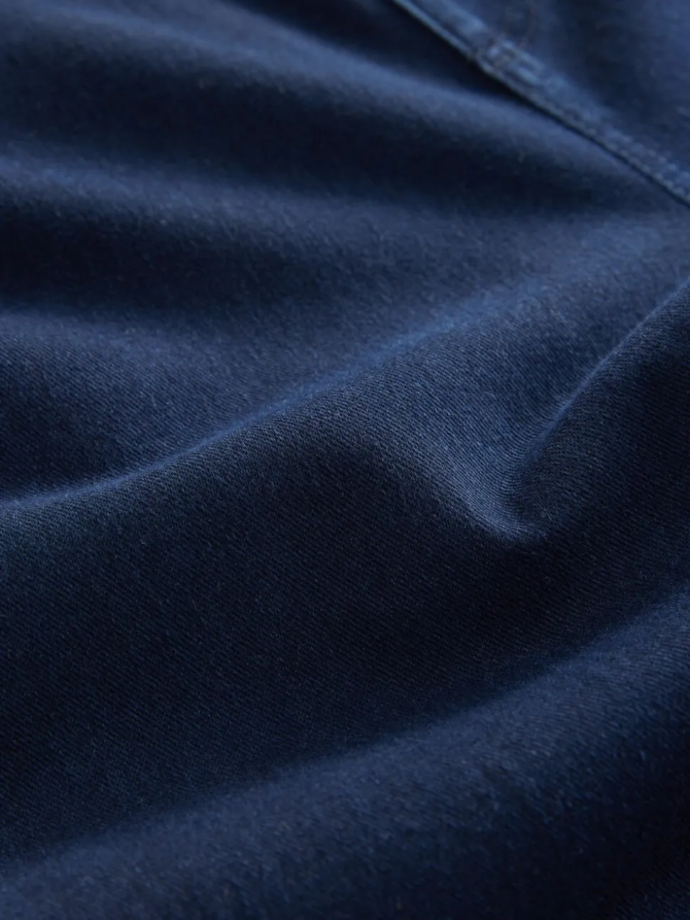 Blauw met wassing - Jersey denim broek met wijde pijpen