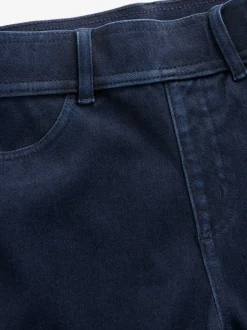 Blauw met wassing - Lange jersey denim leggings