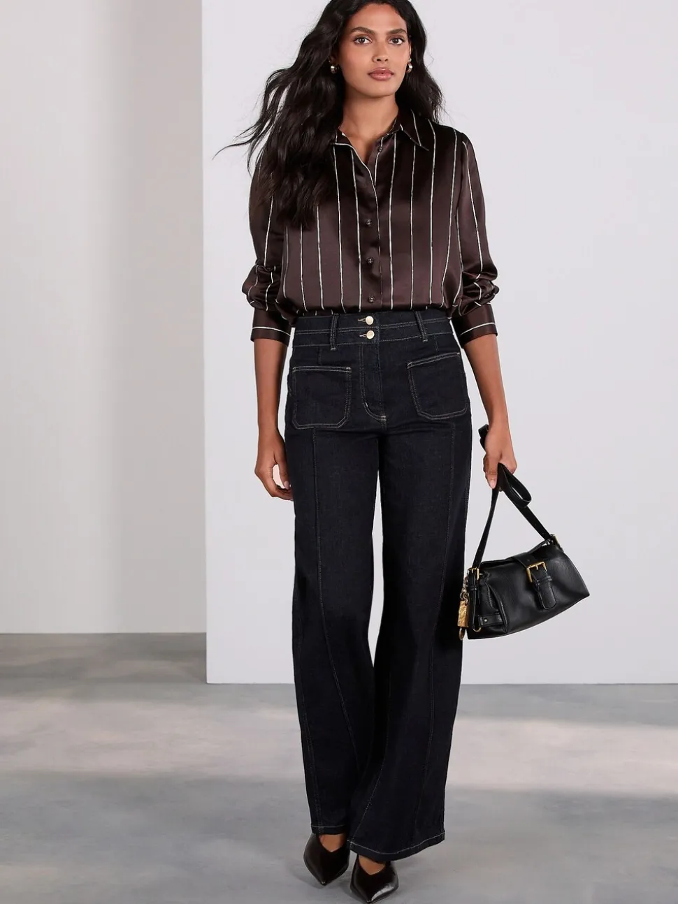 Blauw met wassing - Slim Lift and Shape Wide Leg Jeans