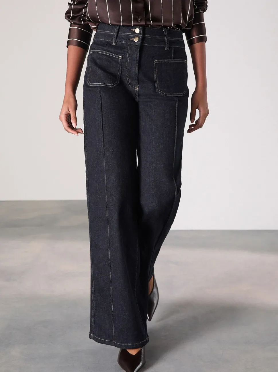Blauw met wassing - Slim Lift and Shape Wide Leg Jeans
