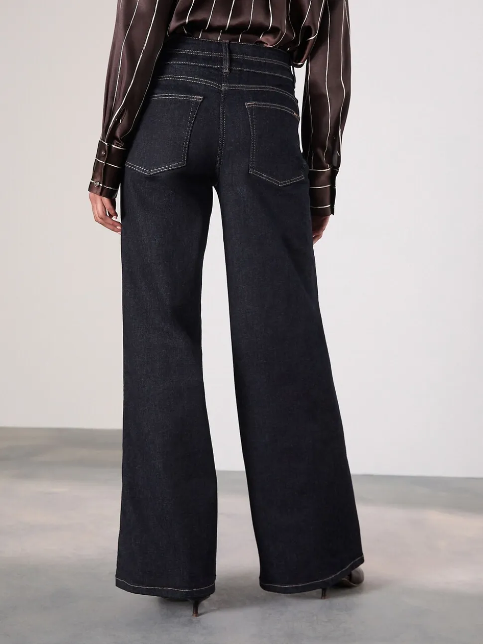 Blauw met wassing - Slim Lift and Shape Wide Leg Jeans
