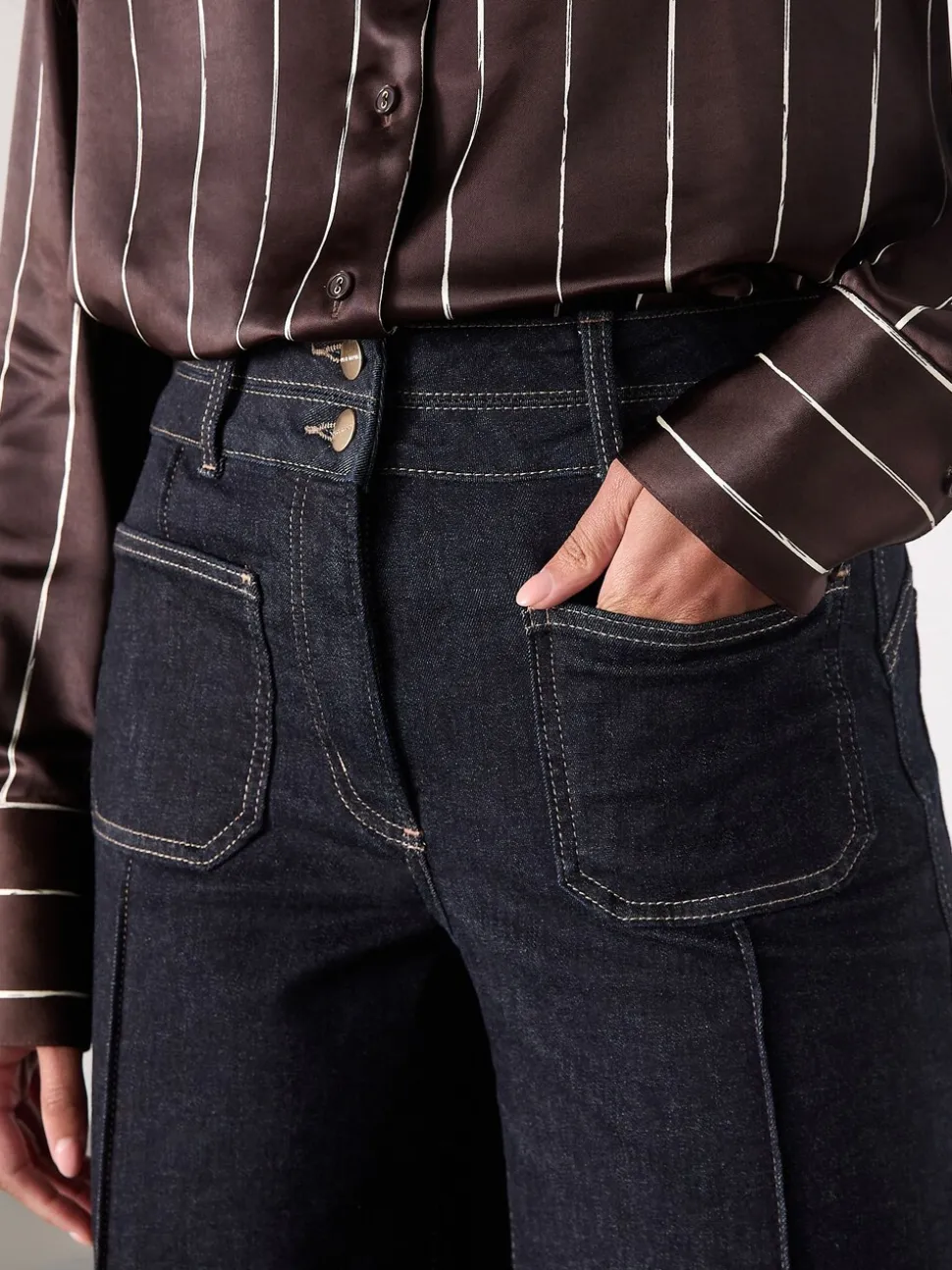 Blauw met wassing - Slim Lift and Shape Wide Leg Jeans