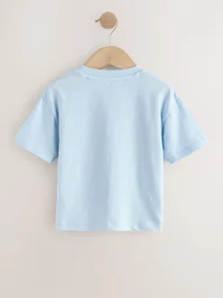 Blauw met zeethema - T-shirt met korte mouwen en applicatie (3 mnd - 7 jr)