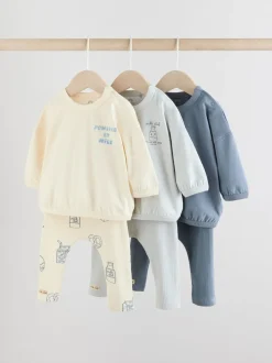 Blauw Milk Club - Tops en Leggings 6 -delige babyset (0mnd-3jr)