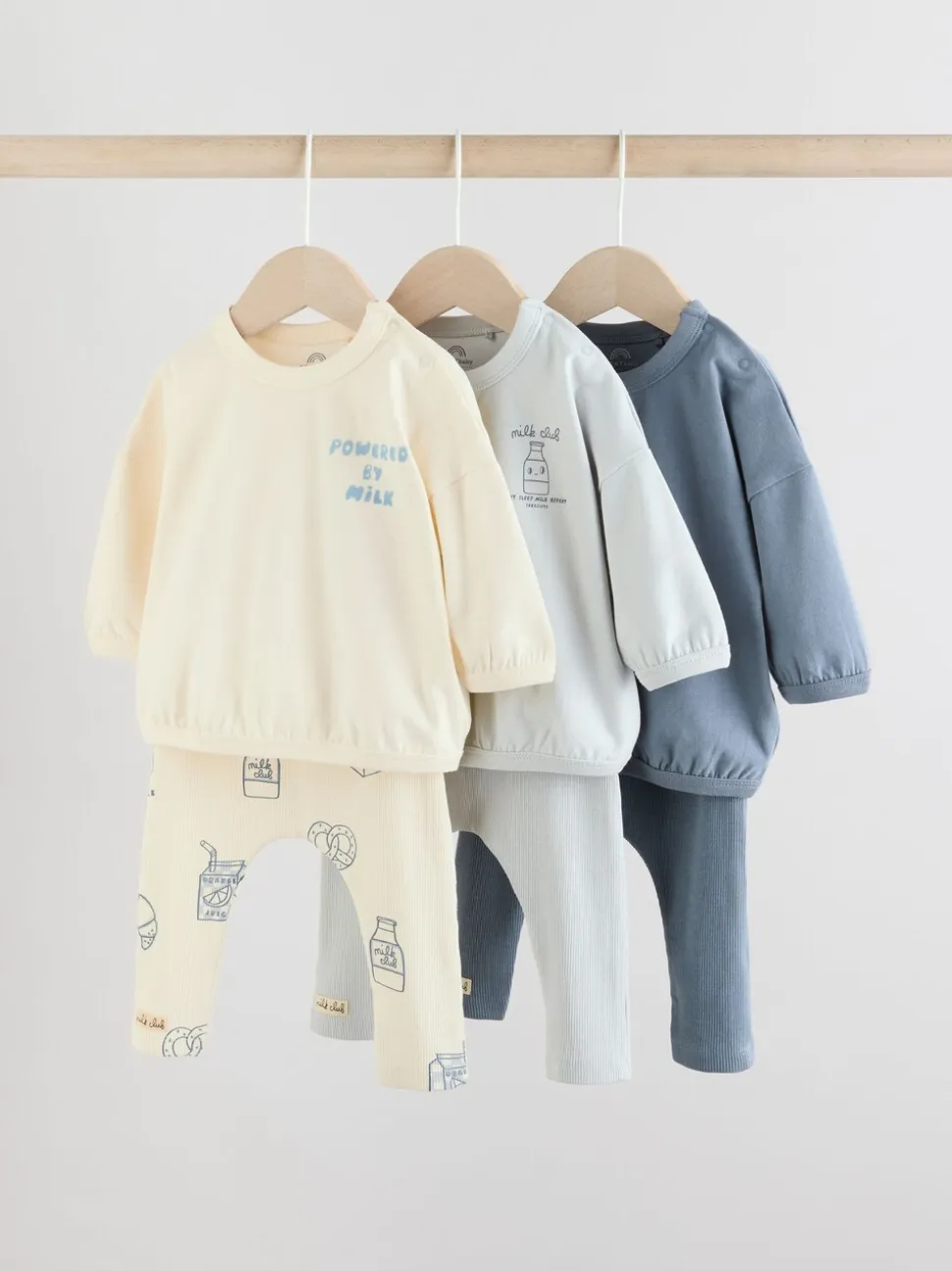 Blauw Milk Club - Tops en Leggings 6 -delige babyset (0mnd-3jr)