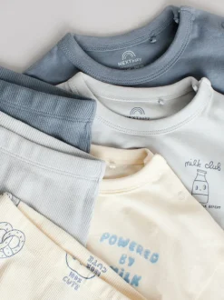 Blauw Milk Club - Tops en Leggings 6 -delige babyset (0mnd-3jr)