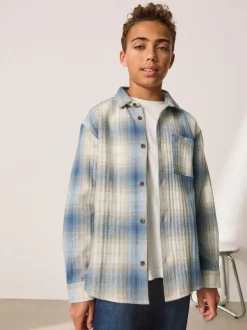 Blauw Schaduw - Set van geruit overhemd met lange mouwen en T-shirt 2 stuks (3-16jaar)