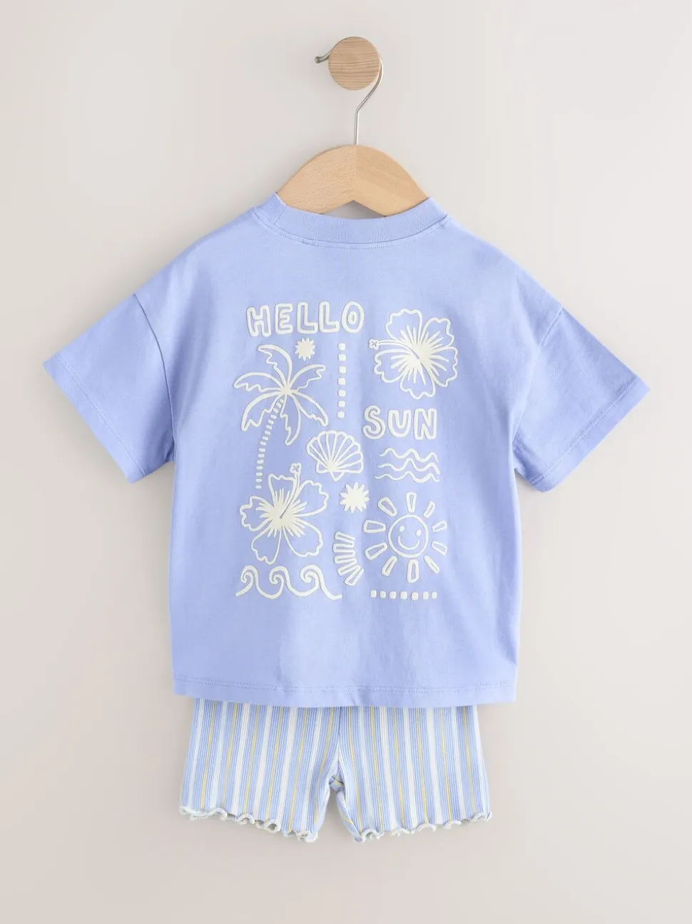 Blauw Sunshine - Set van T-shirt met korte mouwen en fietsshort (3mnd-7jr)