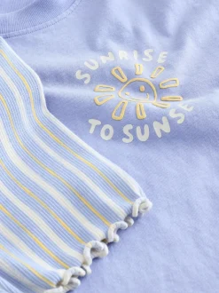 Blauw Sunshine - Set van T-shirt met korte mouwen en fietsshort (3mnd-7jr)
