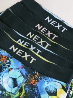 Blauw voetbalprint - Verpakking van 5 boxers (2-16jr)