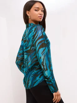 Blauw zebra - Lipsy bedrukt chiffon overhemd