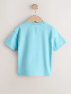 Blauw zeedierenprint - Short Sleeve 3D Padded T-Shirt (3mths-7yrs)
