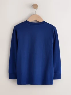 Blauw/Blauwgroen/Zwart Voetbal - 3 Relaxed Fit T-shirts met grafische print en lange mouwen (3-16jr)