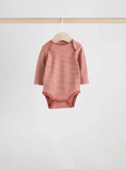 Blauw/bruin - Set van 5 rompers met lange mouwen