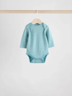 Blauw/bruin - Set van 5 rompers met lange mouwen