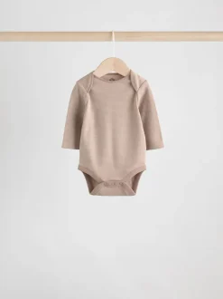 Blauw/bruin - Set van 5 rompers met lange mouwen