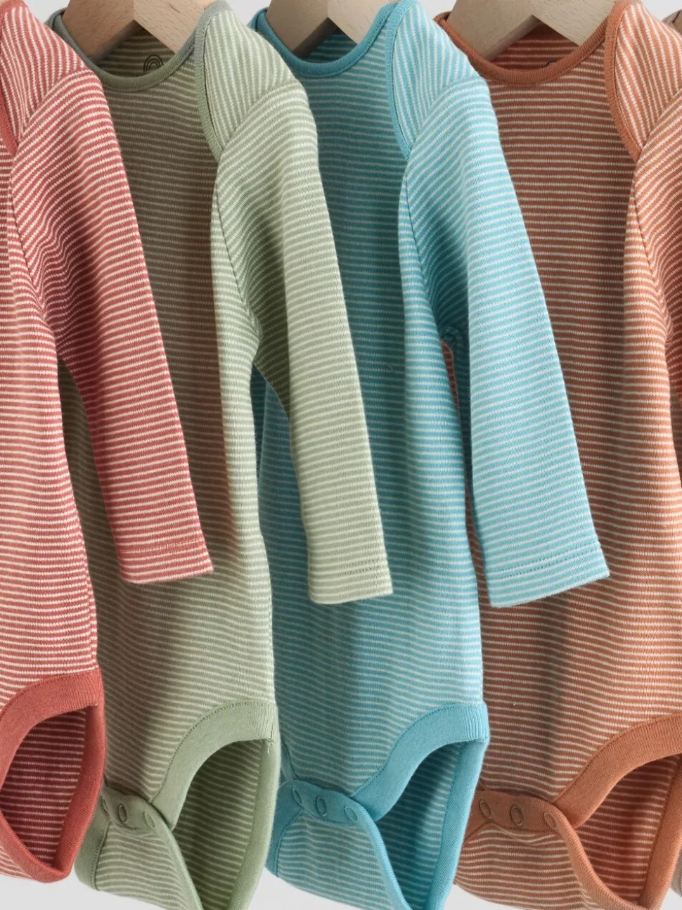 Blauw/bruin - Set van 5 rompers met lange mouwen