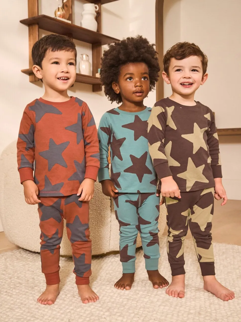 Blauw/bruin - Verpakking van 3 knusse pyjama's (9 mnd-10 jr)