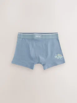 Blauw/bruin met dinoprint - Verpakking van 5 trunks (1,5-12jr)