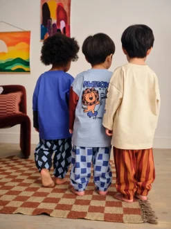 Blauw/bruin met dinosaurus - Verpakking van 3 oversized pyjama's 3 (9mnd -10jr)