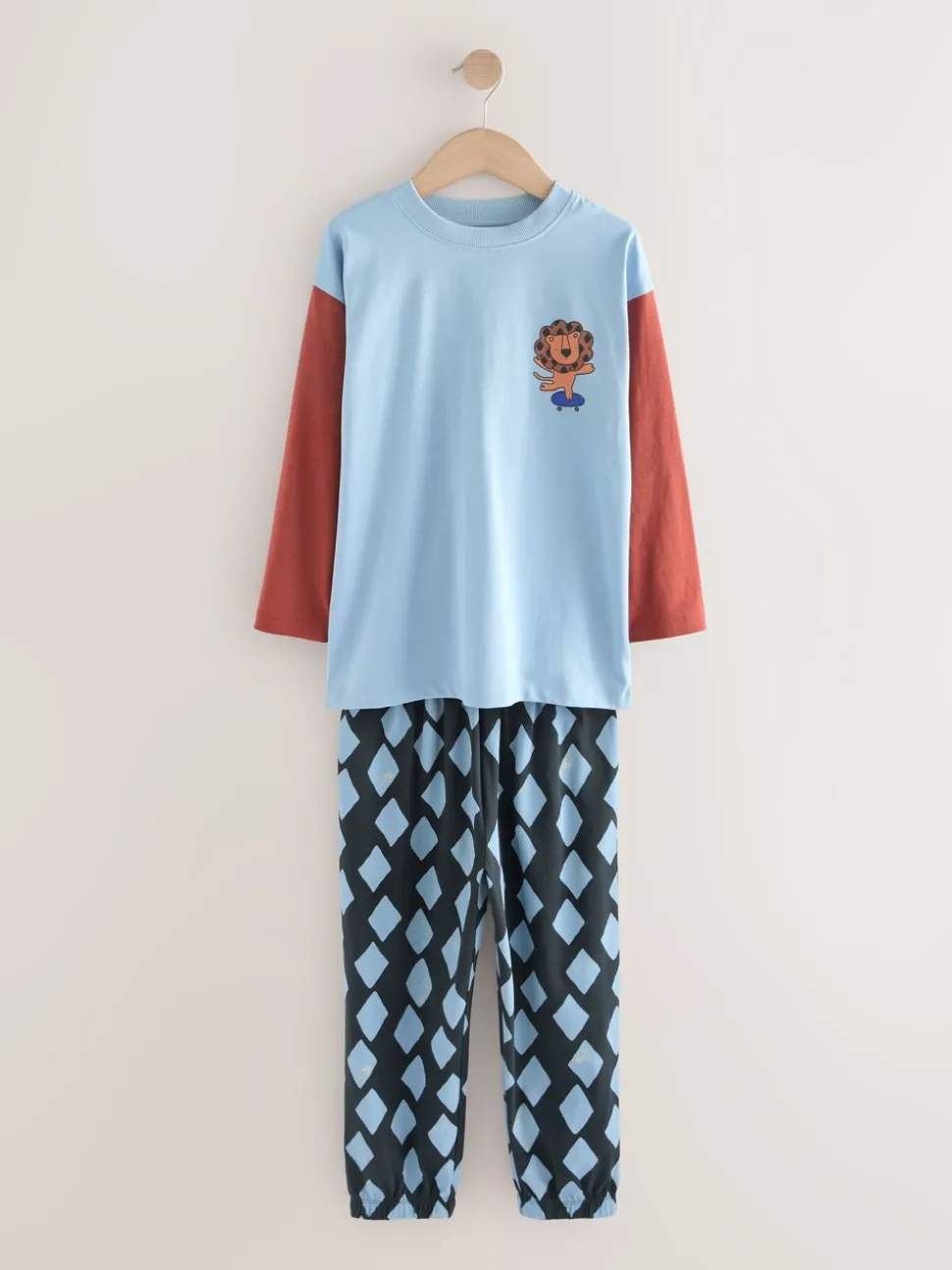 Blauw/bruin met dinosaurus - Verpakking van 3 oversized pyjama's 3 (9mnd -10jr)