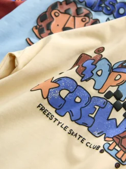 Blauw/bruin met dinosaurus - Verpakking van 3 oversized pyjama's 3 (9mnd -10jr)