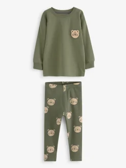 Blauw/bruin/kakigroen dierenprint - Verpakking van 3 knusse pyjama's (9mnd-8jr)