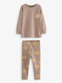 Blauw/bruin/kakigroen dierenprint - Verpakking van 3 knusse pyjama's (9mnd-8jr)
