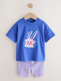 Blauw/crèmekleurig - Top & Cycle Shorts Set 2 Pack (3mths-7yrs)