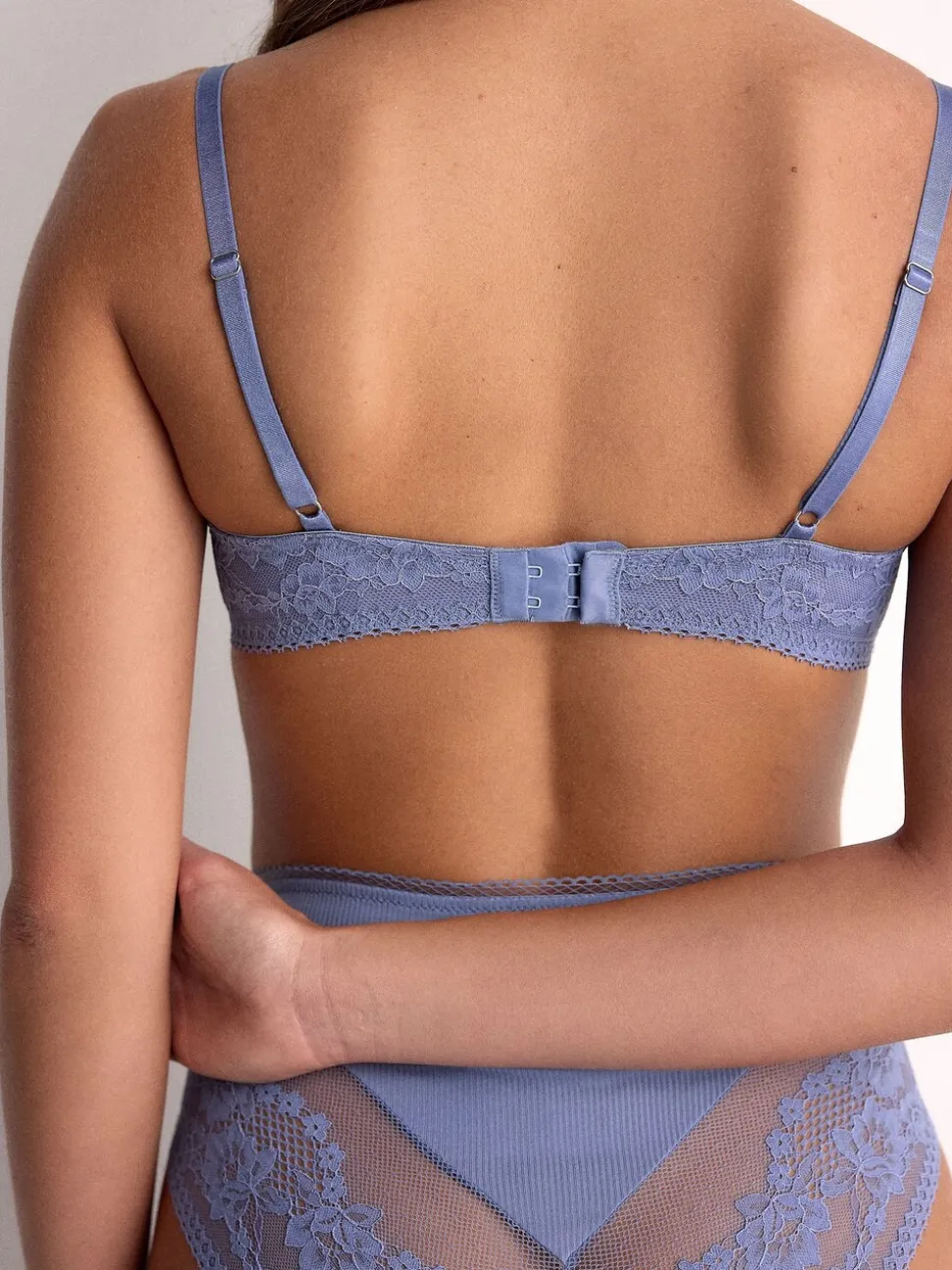 Blauw/crèmekleurig - Verpakking van 2 lichte ultiem comfort beha's zonder beugel