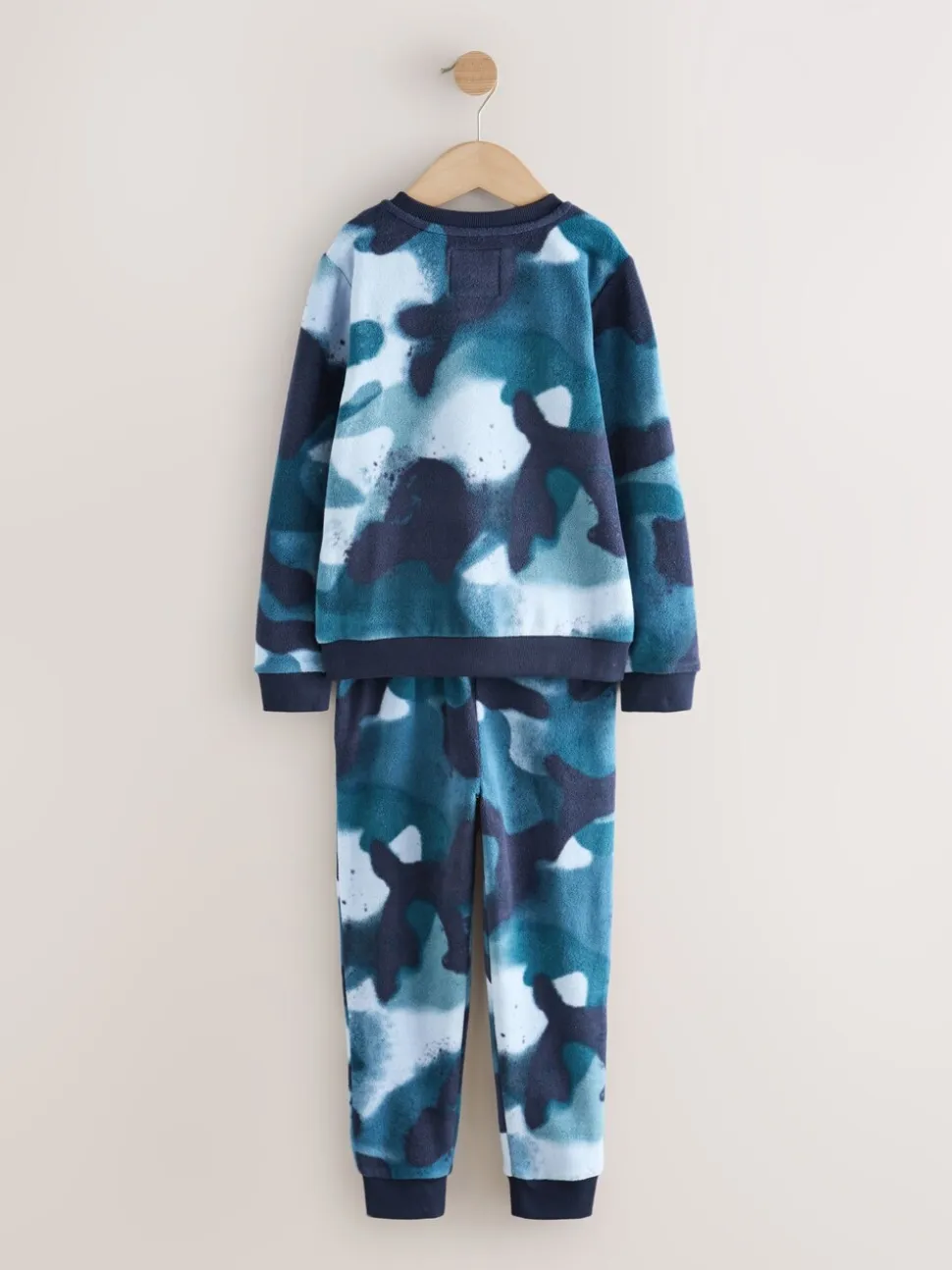 Blauwe camouflage spray - Enkele behaaglijke fleece pyjama (3 - 16 jr)