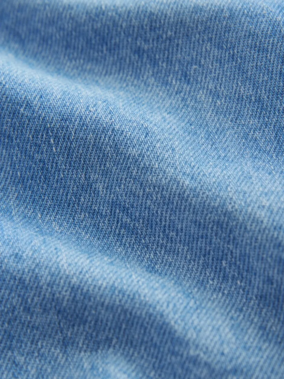 Blauwe denim - 100% katoenen overhemd met lange mouwen en opa-kraag van denim (3mnd-7jr)