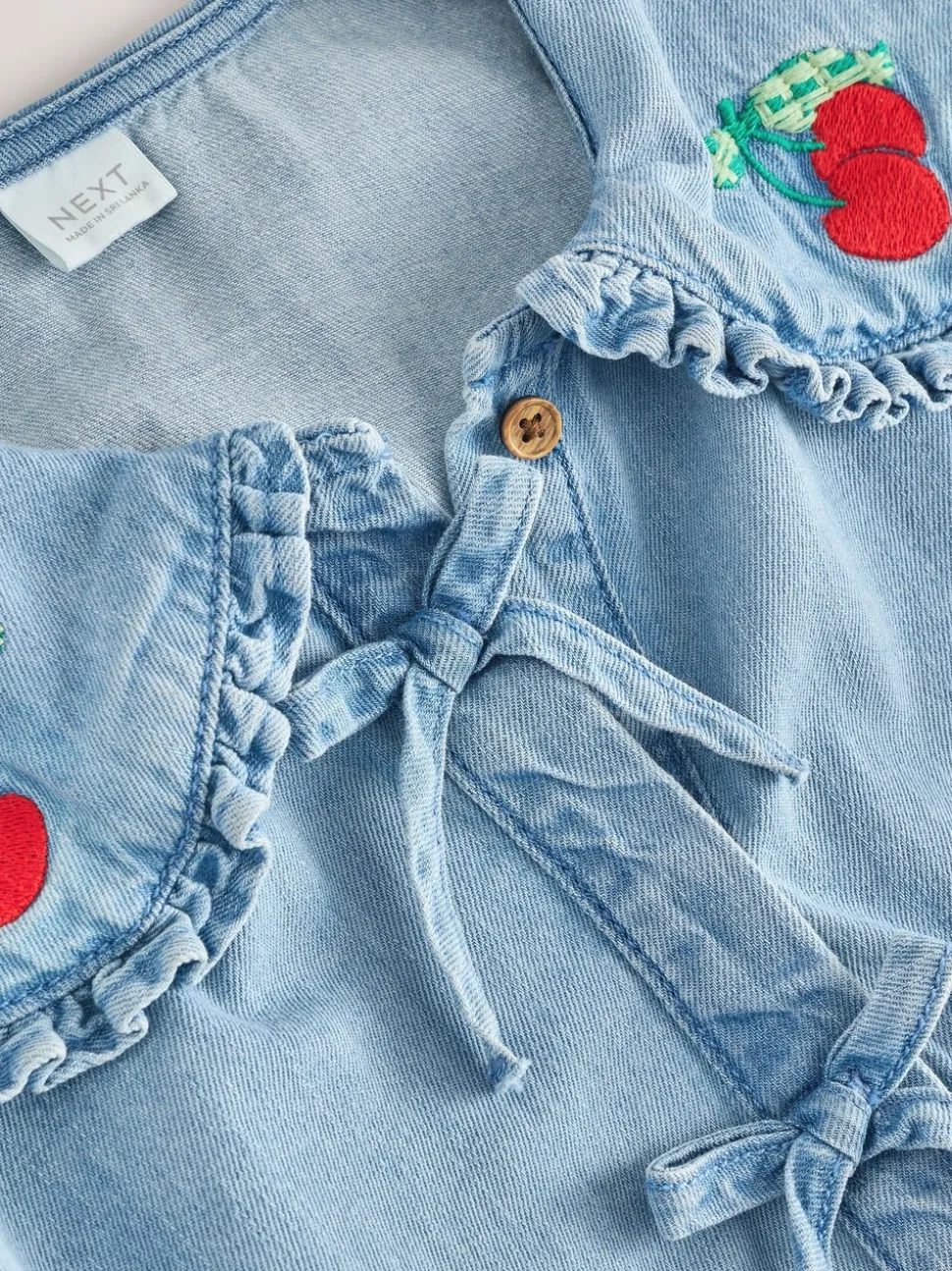 Blauwe denim - Blouse met lange mouwen en kraag (3-16jr)