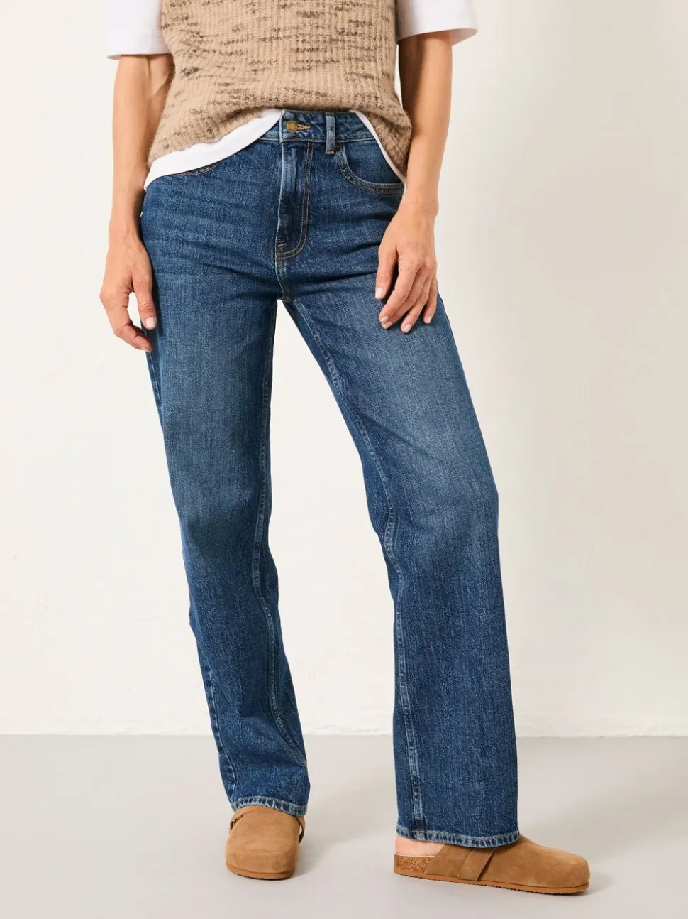 Blauwe denim - FatFace Relaxed Straight Jeans