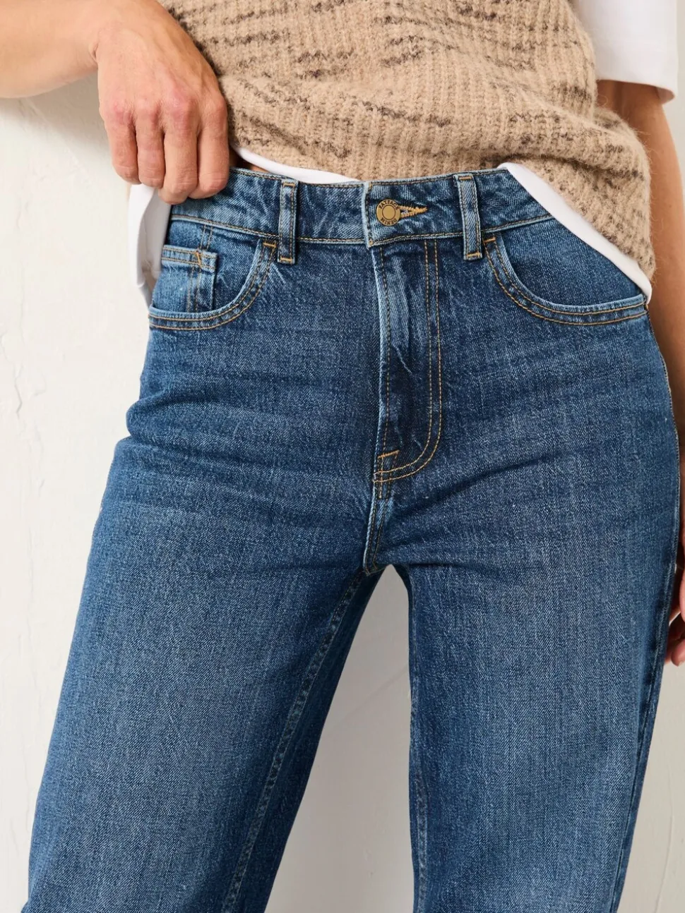 Blauwe denim - FatFace Relaxed Straight Jeans