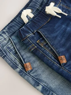 Blauwe denim - Jogger-jeans met comfortabele stretch 2 -pak (3mnd-7jr)