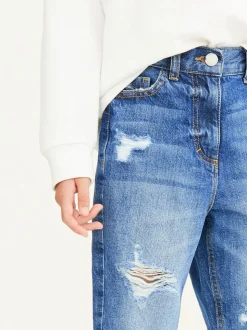 Blauwe denim - Mom 100% katoenen jeans (3-16jaar)