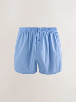 Blauwe gemixte print - Verpakking van 4 - Geweven boxershorts van puur katoen