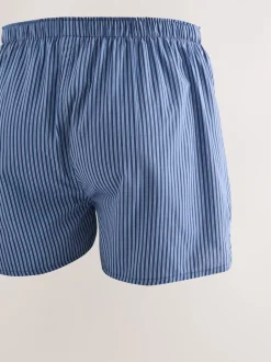 Blauwe gemixte print - Verpakking van 4 - Geweven boxershorts van puur katoen