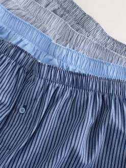 Blauwe gemixte print - Verpakking van 4 - Geweven boxershorts van puur katoen