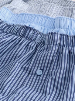 Blauwe gemixte print - Verpakking van 4 - Geweven boxershorts van puur katoen