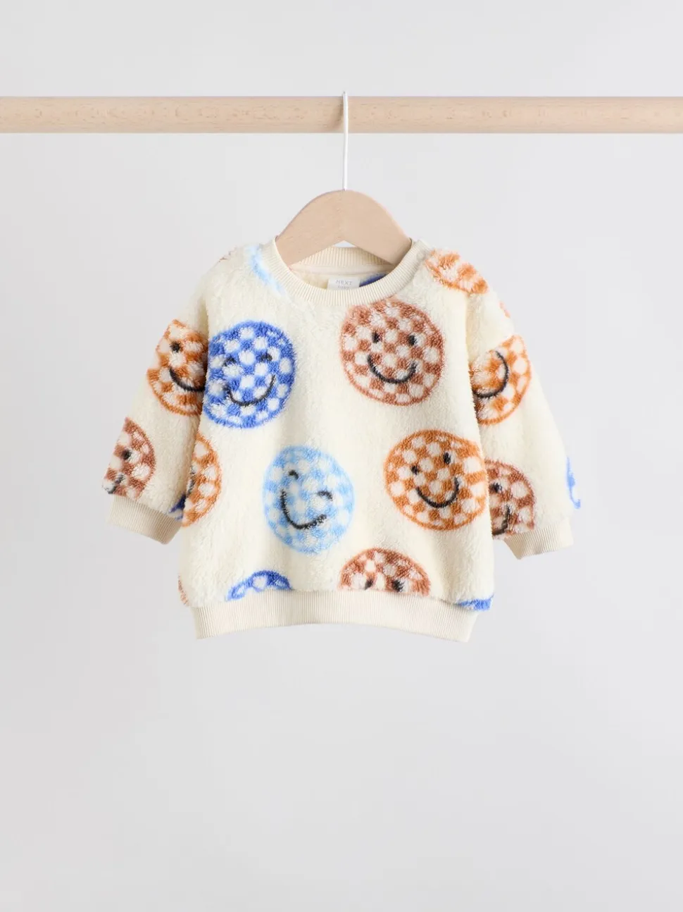 Blauwe gezichten met dambordmotief - Set van fleece top en joggingbroek voor baby's (0mnd -2jr)
