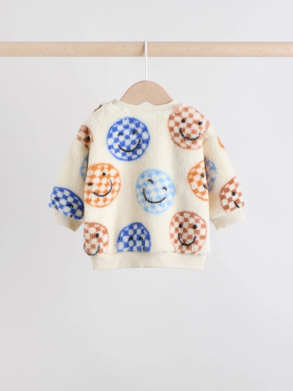 Blauwe gezichten met dambordmotief - Set van fleece top en joggingbroek voor baby's (0mnd -2jr)