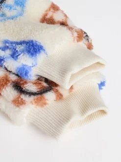 Blauwe gezichten met dambordmotief - Set van fleece top en joggingbroek voor baby's (0mnd -2jr)